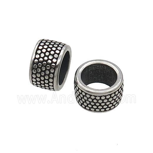 Stainless Steel Rondelle Beads Large Hole Antique Silver