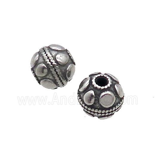 Stainless Steel Round Beads Antique Silver