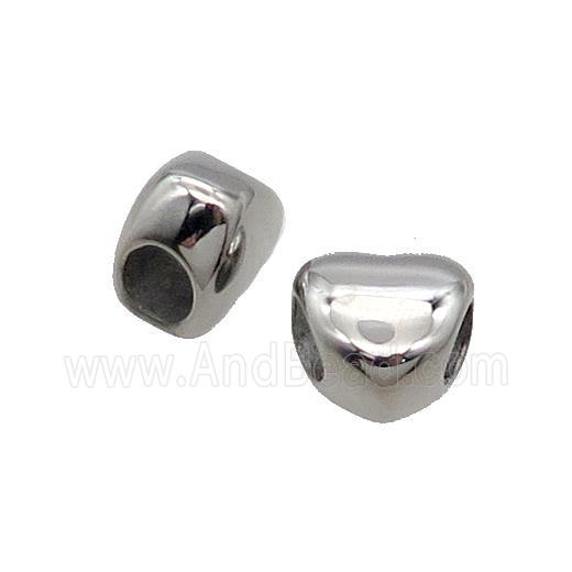 Stainless Steel Heart Beads Large Hole Antique Silver