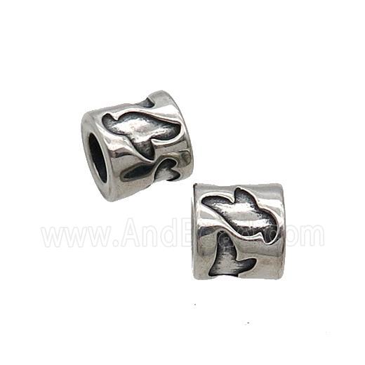 Stainless Steel Beads Tube Large Hole Antique Silver