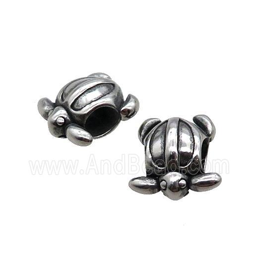 Stainless Steel Tortoise Beads Large Hole Antique Silver
