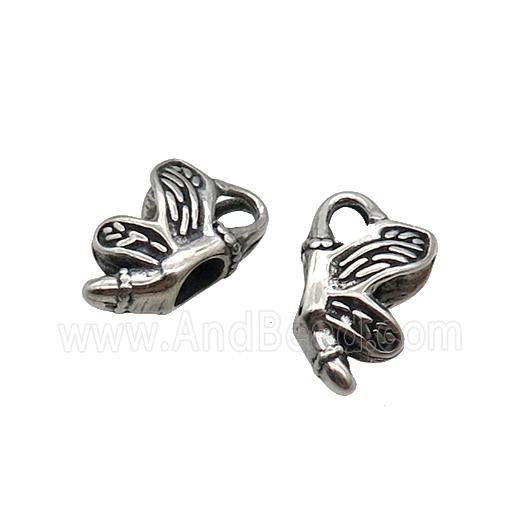 Stainless Steel Butterfly Beads Large Hole Antique Silver