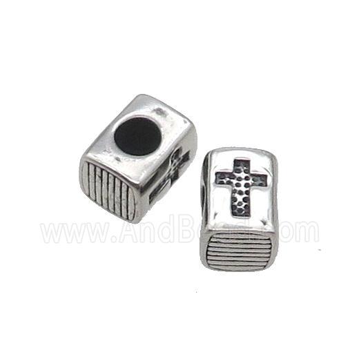 Stainless Steel Beads Cross Large Hole Antique Silver