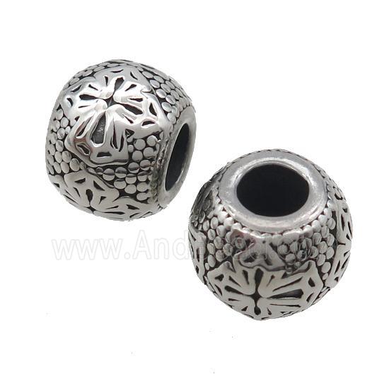 Stainless Steel Rondelle Beads Large Hole Antique Silver