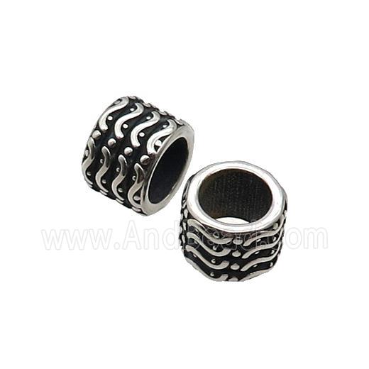 Stainless Steel Tube Beads Large Hole Antique Silver