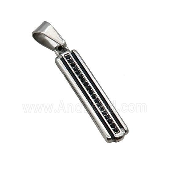 Stainless Steel Stick Pendant Antique Silver