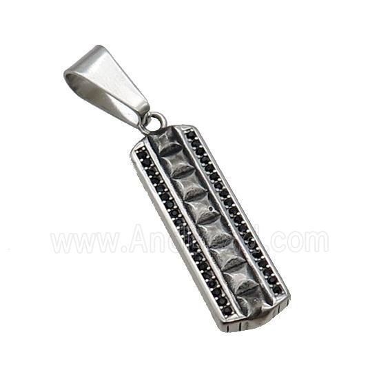 Stainless Steel Stick Pendant Antique Silver