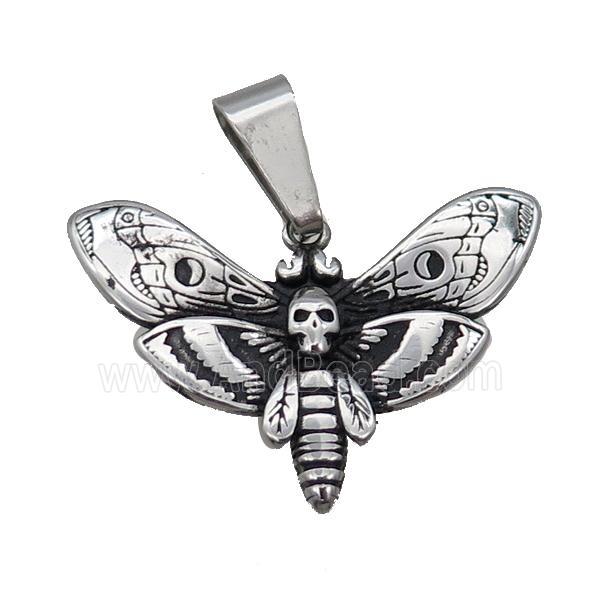 Stainless Steel Butterfly Pendant Antique Silver