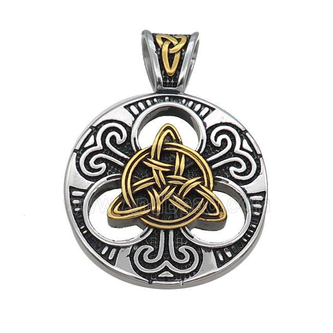 Stainless Steel Pendant Circle Antique Gold