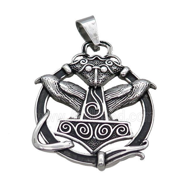 Stainless Steel Pendant Bird Antique Silver