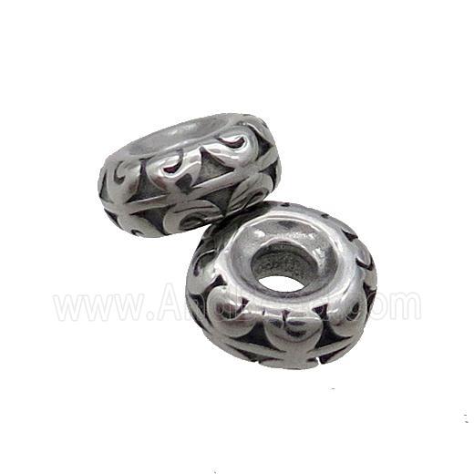 Stainless Steel Rondelle Beads Antique Silver