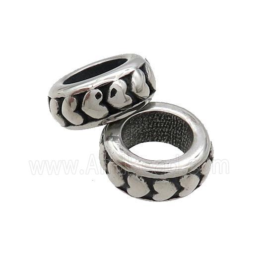 Stainless Steel Rondelle Beads Large Hole Antique Silver