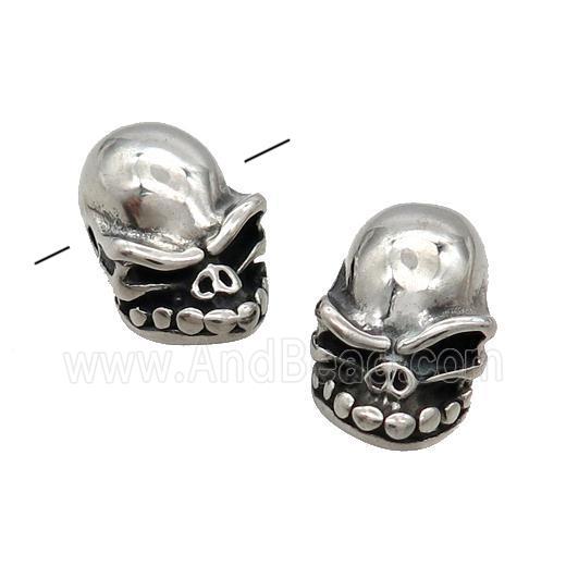 Stainless Steel Skull Beads Antique Silver