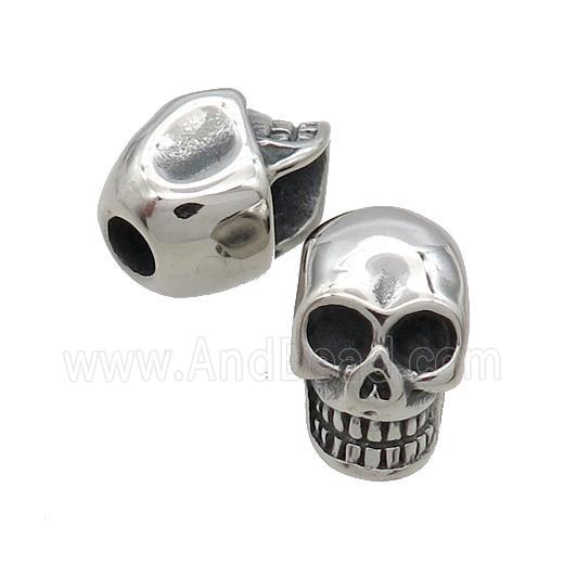 Stainless Steel Skull Beads Large Hole Antique Silver