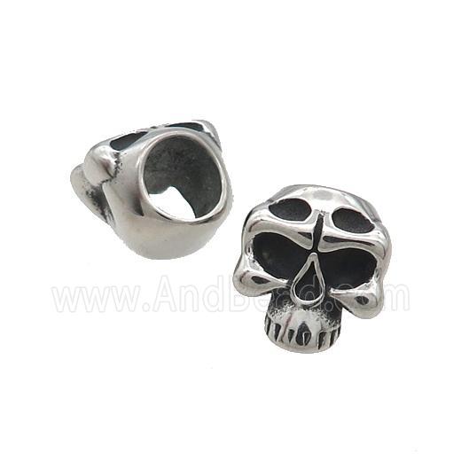 Stainless Steel Skull Beads Large Hole Antique Silver