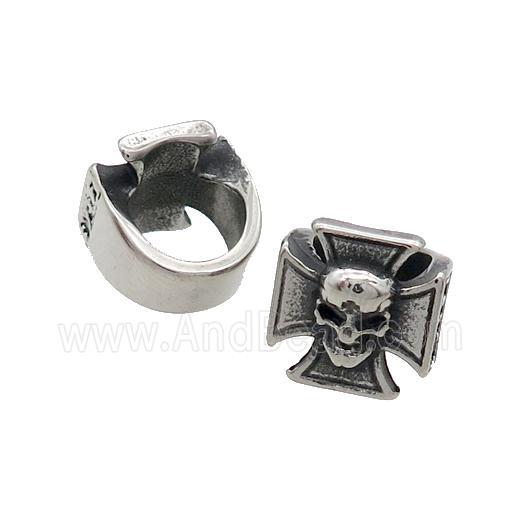 Stainless Steel Skull Beads Large Hole Antique Silver