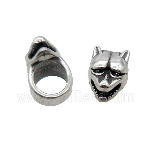 Stainless Steel Wolf Beads Large Hole Antique Silver