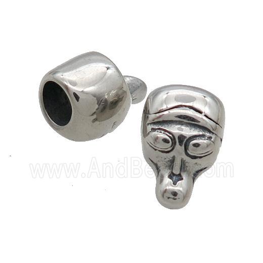 Stainless Steel Header Beads Large Hole Antique Silver