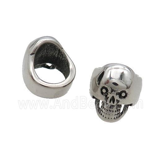 Stainless Steel Skull Beads Large Hole Antique Silver