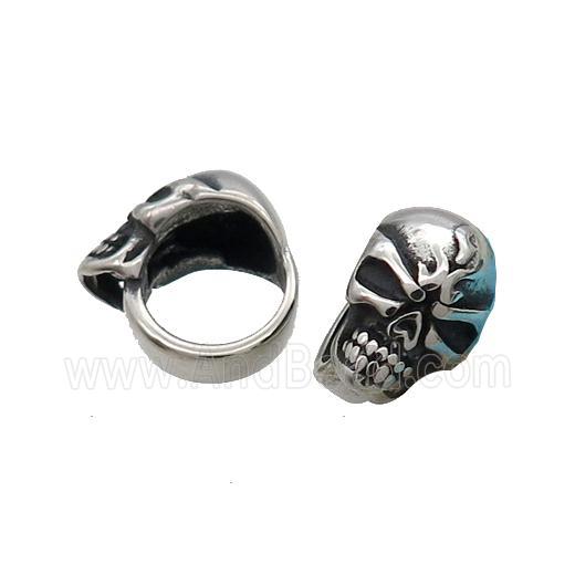Stainless Steel Skull Beads Large Hole Antique Silver