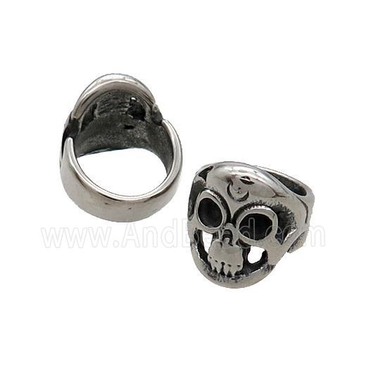Stainless Steel Skull Beads Large Hole Antique Silver