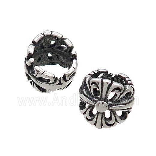 Stainless Steel Cross Beads Large Hole Antique Silver