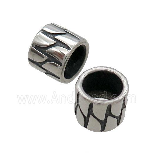 Stainless Steel Tube Beads Large Hole Antique Silver