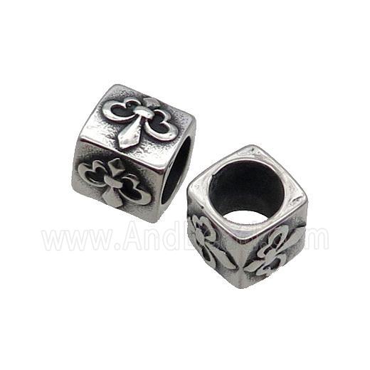 Stainless Steel Cube Beads Large Hole Antique Silver