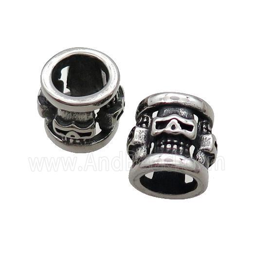Stainless Steel Tube Beads Large Hole Antique Silver