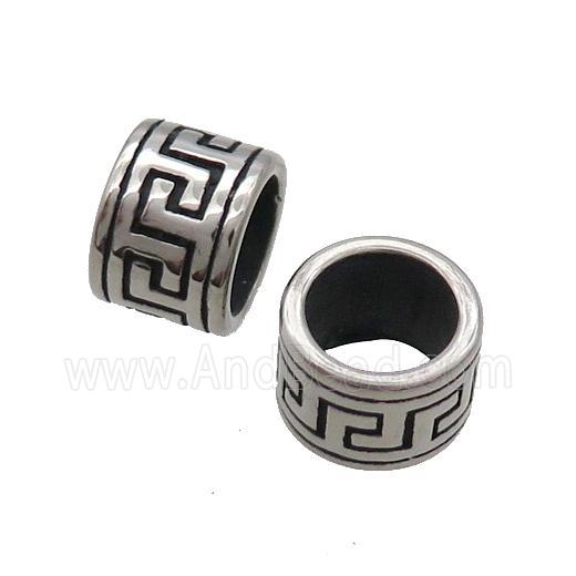 Stainless Steel Tube Beads Large Hole Antique Silver