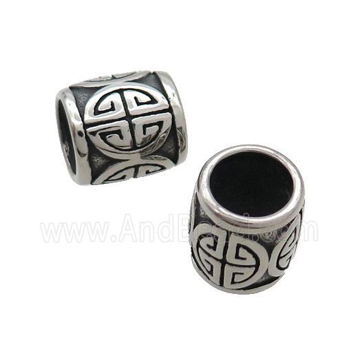 Stainless Steel Tube Beads Large Hole Antique Silver