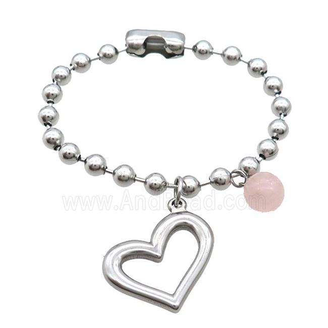 Raw Stainless Steel Bracelet Heart