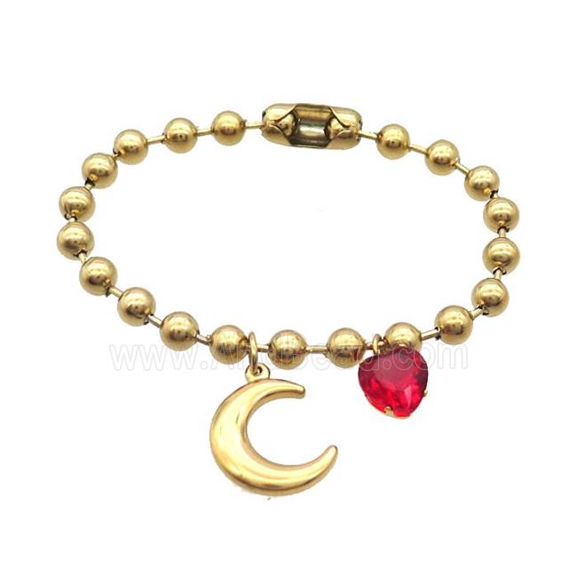 Stainless Steel Bracelet Moon Gold Plated