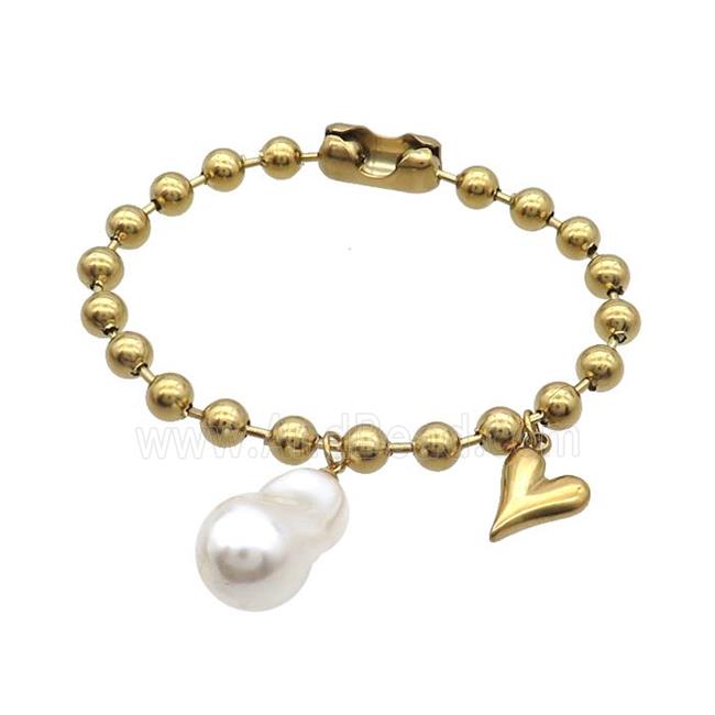 Stainless Steel Bracelet Heart Gold Plated