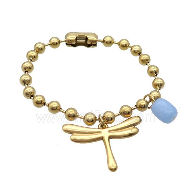 Stainless Steel Bracelet Dragonfly Gold Plated