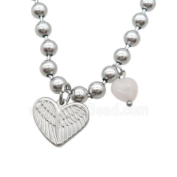 Raw Stainless Steel Necklace Heart