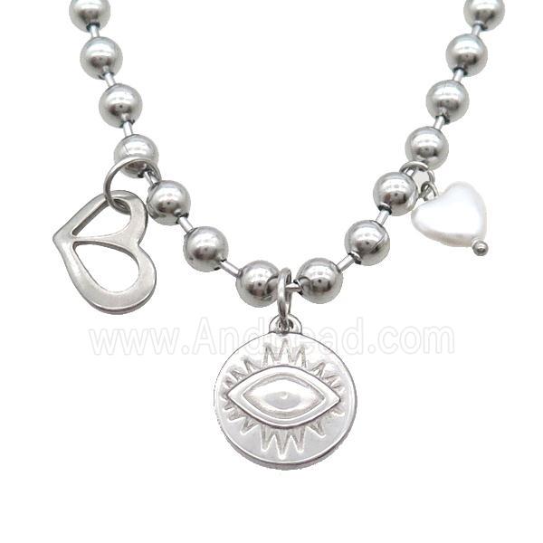 Raw Stainless Steel Necklace Eye