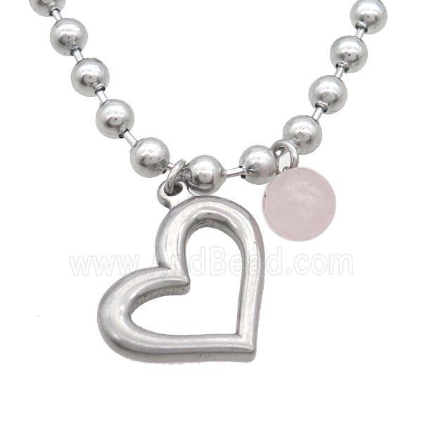 Raw Stainless Steel Necklace Heart
