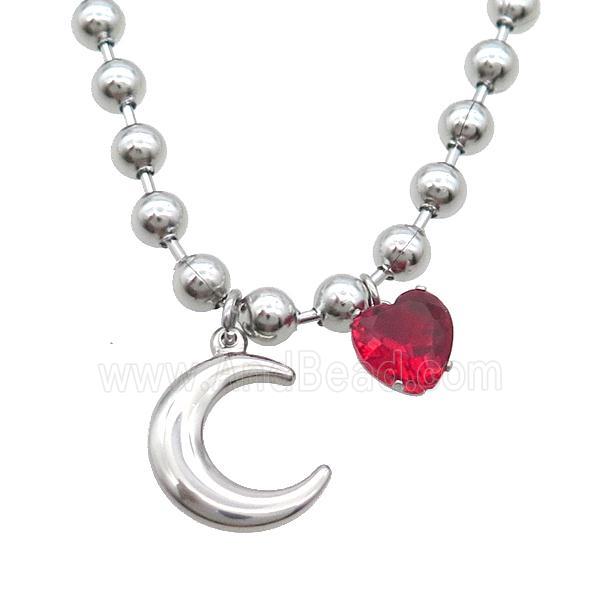 Raw Stainless Steel Necklace Moon