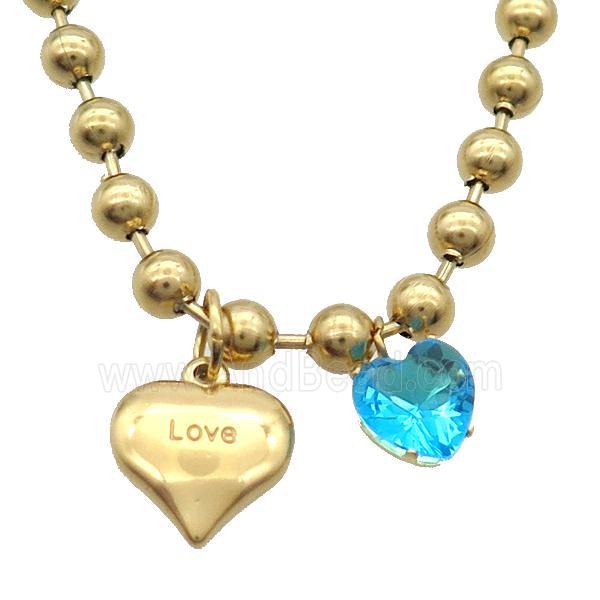 Stainless Steel Necklace Heart Love Gold Plated