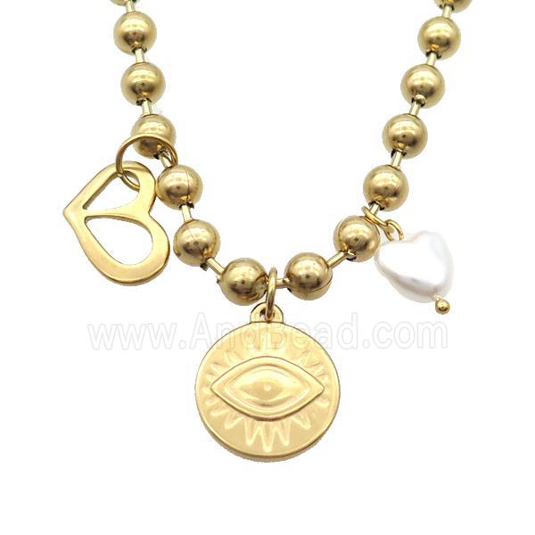 Stainless Steel Necklace Eye Gold Plated