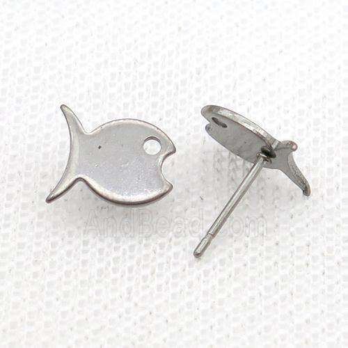 Raw Stainless Steel Stud Earring Fish