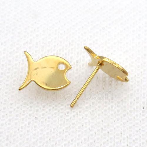 Stainless Steel Stud Earring Fish Gold Plated