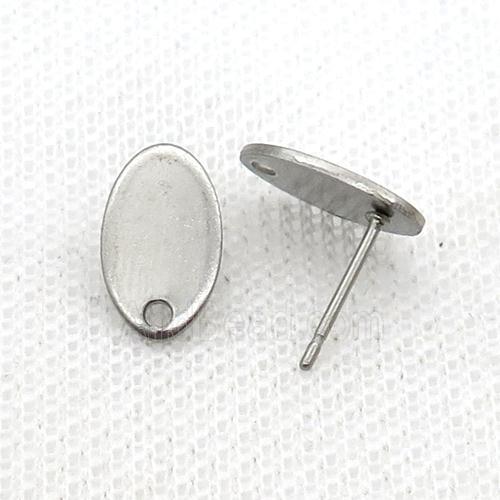 Raw Stainless Steel Stud Earring Oval
