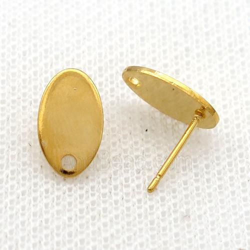 Stainless Steel Stud Earring Oval Gold Plated