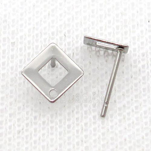 Raw Stainless Steel Stud Earring Square
