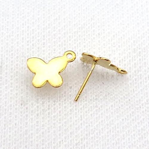 Stainless Steel Stud Earring Butterfly Gold Plated
