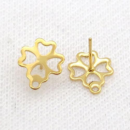 Stainless Steel Stud Earring Flower Gold Plated