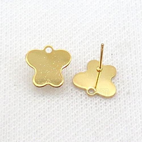 Stainless Steel Stud Earring Butterfly Gold Plated