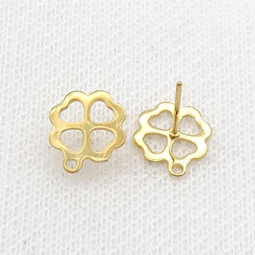 Stainless Steel Stud Earring Flower Gold Plated